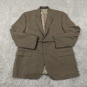 Ralph Lauren Chaps Jacket Mens 44 Brown Houndstooth Suit Top Blazer Sport Coat